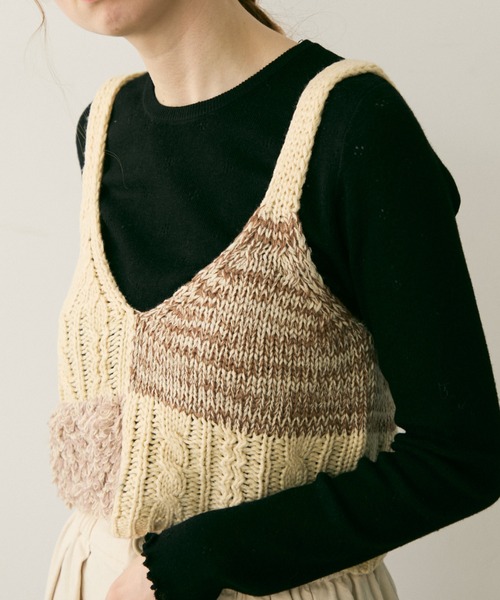 Crisp（クリスプ）の「ミックスニットビスチェ（ニット/セーター・レディース・アイボリー・FREE）」の9枚目の写真