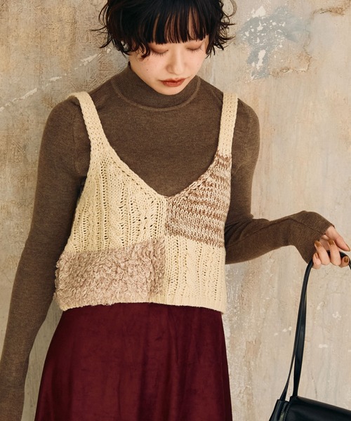 Crisp（クリスプ）の「ミックスニットビスチェ（ニット/セーター・レディース・アイボリー・FREE）」の14枚目の写真