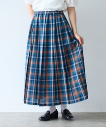 コットン/リネン マドラスチェック MAXプリーツスカート