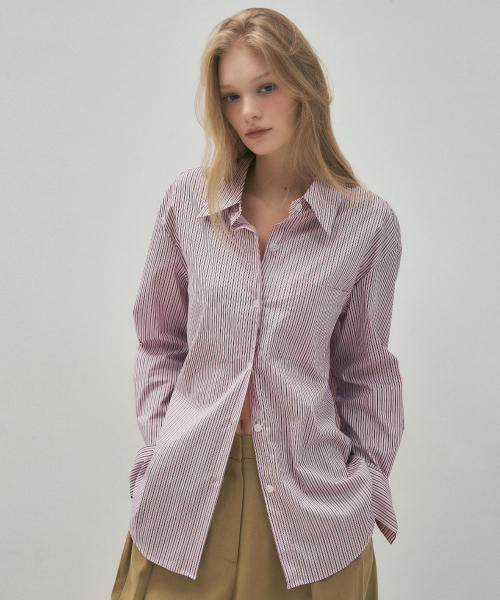 CITTA（シータ）の「Essential Multi Stripe Comfort Shirt_CTT386(Pink)（シャツ/ブラウス・レディース・ピンク・FREE）」の4枚目の写真