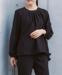 【新作 1/16発売】【SONO/ソーノ】【SONO NAVY/ソーノネイビー】【MUMMUMダブルクロス】 ミニティアードフリルブラウス