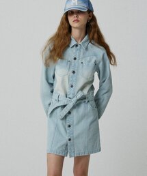 MAGOODGAN（メックウッドガン）の「フェマラルド5861 フェードウォッシュライトインディゴミニワンピース（ワンピース）」