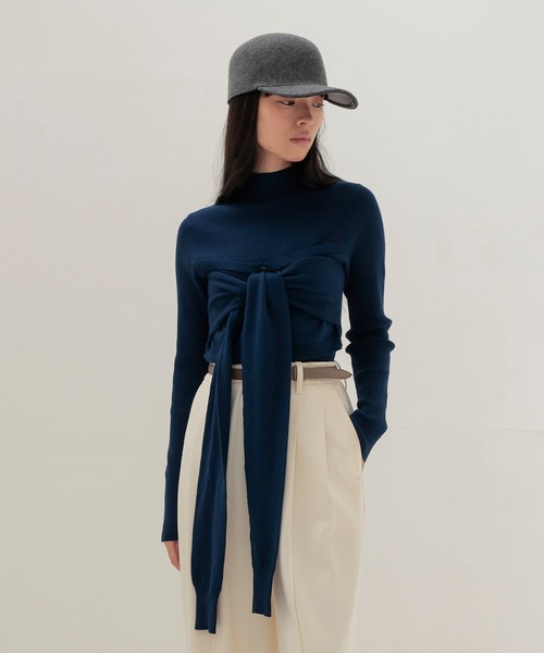 DRESSLAVE(ドレスレイブ)の「bustier high neck rib pull(ビスチェハイネックリブプルオーバー)(ニット/セーター・レディース・ブルー/ブラック・38)」の9枚目の写真