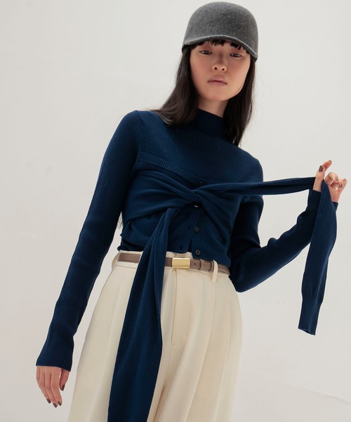 DRESSLAVE(ドレスレイブ)の「bustier high neck rib pull(ビスチェハイネックリブプルオーバー)(ニット/セーター・レディース・ブルー/ブラック・38)」の12枚目の写真