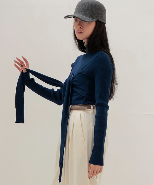DRESSLAVE(ドレスレイブ)の「bustier high neck rib pull(ビスチェハイネックリブプルオーバー)(ニット/セーター・レディース・ブルー/ブラック・38)」の13枚目の写真