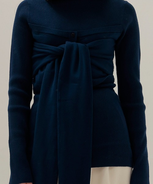 DRESSLAVE(ドレスレイブ)の「bustier high neck rib pull(ビスチェハイネックリブプルオーバー)(ニット/セーター・レディース・ブルー/ブラック・38)」の17枚目の写真