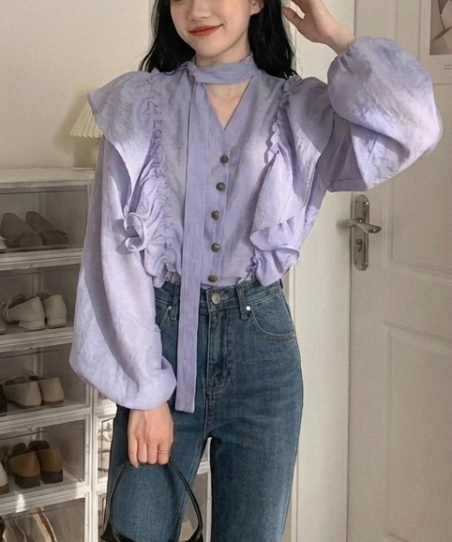 cammie(キャミー)の「フリルブラウス(シャツ/ブラウス・レディース・ラベンダー・M/L/XL)」の6枚目の写真