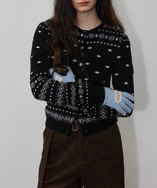 Girly Doll（ガーリードール）の「ジャガード柄ニットカーディガン（カーディガン/ボレロ・レディース・ブラック・F）」の2枚目の写真