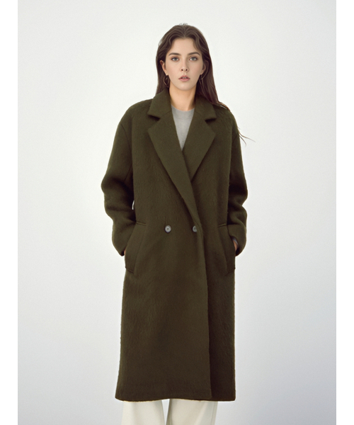 ACUD（アクド）の「Alpaca Double Coat _Brown（チェスターコート・レディース・カーキブラウン・FREE）」の3枚目の写真