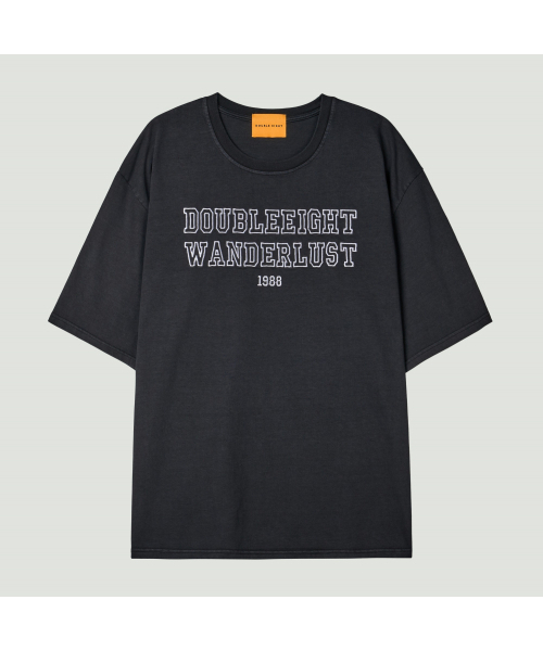DOUBLE EIGHT(ダブルエイト)の「ワンダーラスト刺繍ピグメント半袖オーバーフィット(ブラックネイビー)(Tシャツ/カットソー・メンズ・ダークネイビー・FREE)」の1枚目の写真