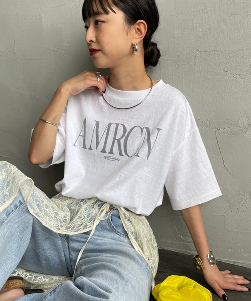 WEB先行予約】[Americana/アメリカーナ] 別注 AMRCN ロゴプリント T