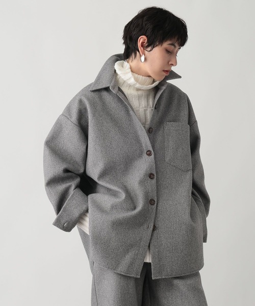 studio CLIP（スタディオクリップ）の「《ウタオ》ワイドシャツジャケット（その他アウター・レディース・グレー・FREE）」の13枚目の写真