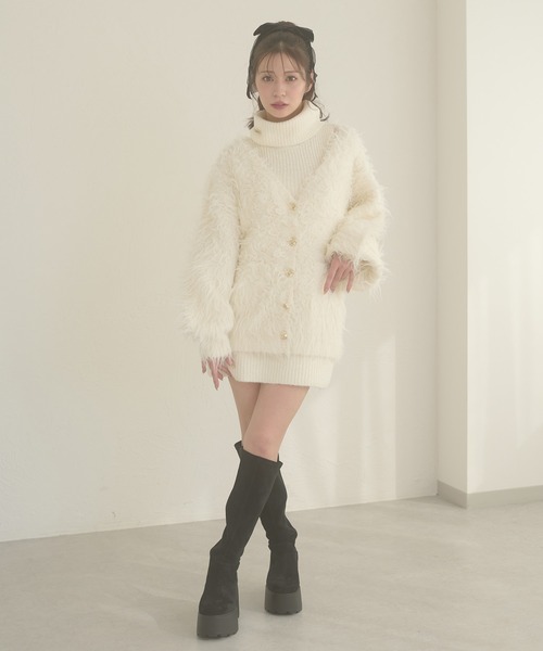 Ambre Neige（アンブルネージュ）の「shaggy knit cardigan & one piece set / シャギーニットカーディガン&ワンピースセット（ワンピース・レディース・ブラウン系その他/ブラック/ボルドー/アイボリー・FREE）」の18枚目の写真