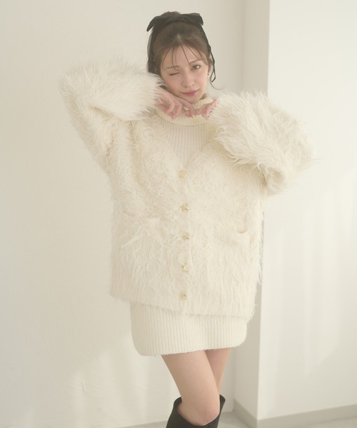 Ambre Neige（アンブルネージュ）の「shaggy knit cardigan & one piece set / シャギーニットカーディガン&ワンピースセット（ワンピース・レディース・ブラウン系その他/ブラック/ボルドー/アイボリー・FREE）」の15枚目の写真