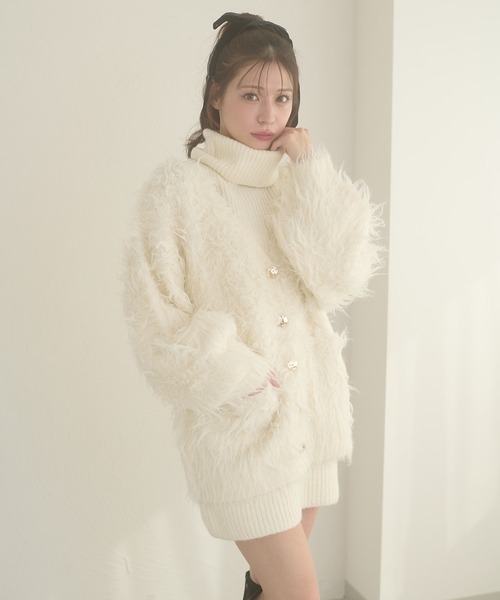 Ambre Neige（アンブルネージュ）の「shaggy knit cardigan & one piece set / シャギーニットカーディガン&ワンピースセット（ワンピース・レディース・ブラウン系その他/ブラック/ボルドー/アイボリー・FREE）」の16枚目の写真