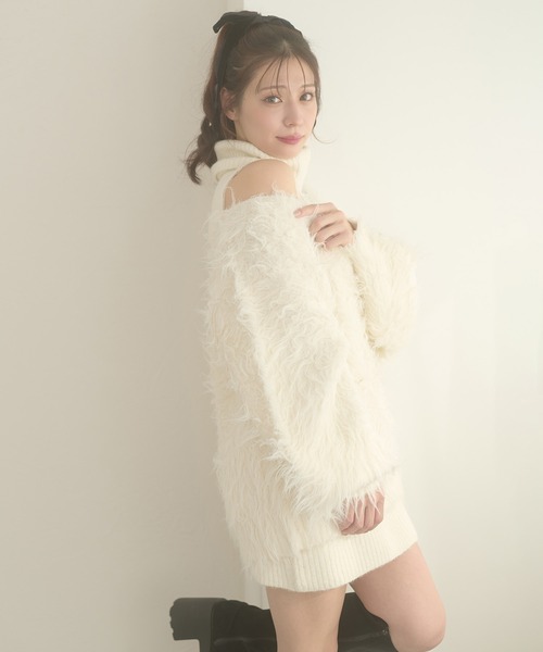 Ambre Neige（アンブルネージュ）の「shaggy knit cardigan & one piece set / シャギーニットカーディガン&ワンピースセット（ワンピース・レディース・ブラウン系その他/ブラック/ボルドー/アイボリー・FREE）」の14枚目の写真