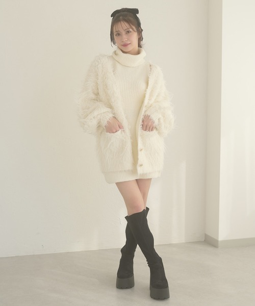 Ambre Neige（アンブルネージュ）の「shaggy knit cardigan & one piece set / シャギーニットカーディガン&ワンピースセット（ワンピース・レディース・ブラウン系その他/ブラック/ボルドー/アイボリー・FREE）」の19枚目の写真