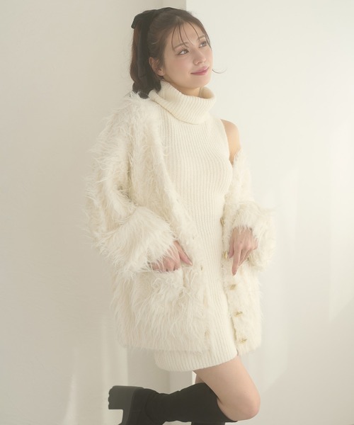 Ambre Neige（アンブルネージュ）の「shaggy knit cardigan & one piece set / シャギーニットカーディガン&ワンピースセット（ワンピース・レディース・ブラウン系その他/ブラック/ボルドー/アイボリー・FREE）」の13枚目の写真