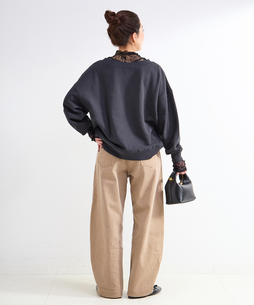 B.C STOCK(ベーセーストック)の「手洗い可 / レースシアータートルプルオーバー(Tシャツ/カットソー・レディース・ブラック/ホワイト・FREE)」の5枚目の写真