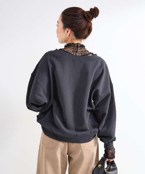 B.C STOCK(ベーセーストック)の「手洗い可 / レースシアータートルプルオーバー(Tシャツ/カットソー・レディース・ブラック/ホワイト・FREE)」の8枚目の写真