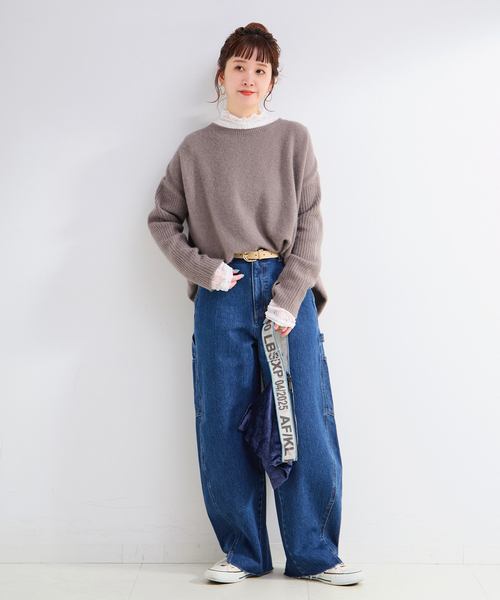 B.C STOCK(ベーセーストック)の「手洗い可 / レースシアータートルプルオーバー(Tシャツ/カットソー・レディース・ブラック/ホワイト・FREE)」の9枚目の写真