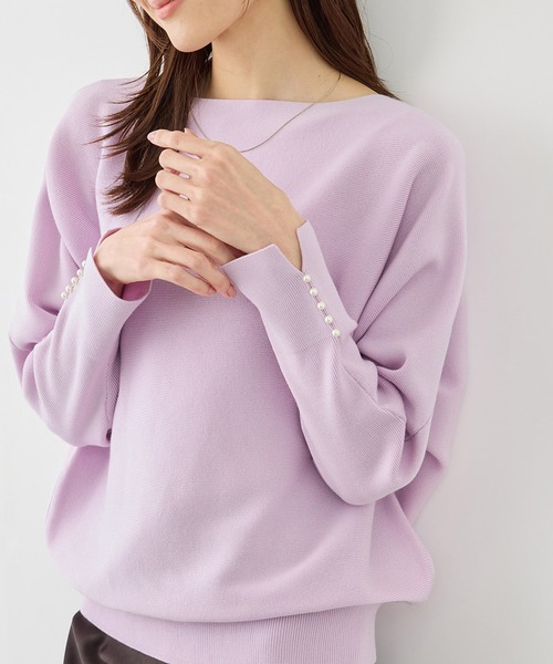 ROPE' PICNIC（ロペピクニック）の「【定番人気】マシュマロ袖パールドルマンニット/リンクコーデ（ニット/セーター・レディース・ブラック/ライトグレー/ピンク系その他2/ブルー系その他5・FREE）」の4枚目の写真