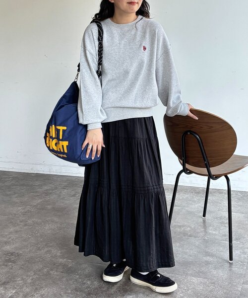 U.S. POLO ASSN.（ユーエスポロアッスン）の「スウェットライクニット（ニット/セーター・レディース・チャコールグレー/レモンイエロー/ライトグレー/ピンク/ネイビー・FREE）」の10枚目の写真