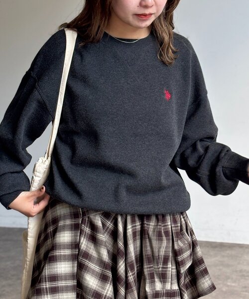 U.S. POLO ASSN.（ユーエスポロアッスン）の「スウェットライクニット（ニット/セーター・レディース・チャコールグレー/レモンイエロー/ライトグレー/ピンク/ネイビー・FREE）」の12枚目の写真