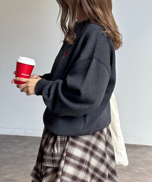 U.S. POLO ASSN.（ユーエスポロアッスン）の「スウェットライクニット（ニット/セーター・レディース・チャコールグレー/レモンイエロー/ライトグレー/ピンク/ネイビー・FREE）」の13枚目の写真