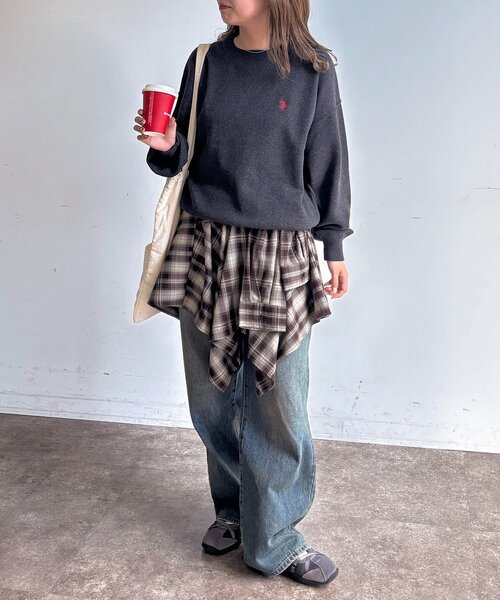 U.S. POLO ASSN.（ユーエスポロアッスン）の「スウェットライクニット（ニット/セーター・レディース・チャコールグレー/レモンイエロー/ライトグレー/ピンク/ネイビー・FREE）」の16枚目の写真