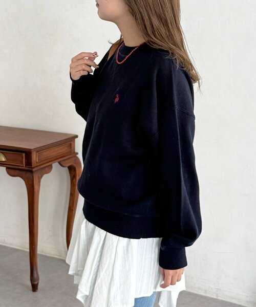 U.S. POLO ASSN.（ユーエスポロアッスン）の「スウェットライクニット（ニット/セーター・レディース・チャコールグレー/レモンイエロー/ライトグレー/ピンク/ネイビー・FREE）」の19枚目の写真