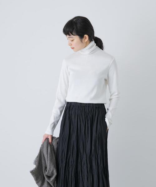 かぐれ（カグレ）の「コットンウールテレコタートルカットソー（Tシャツ/カットソー・レディース・ブラック/オフホワイト・FREE）」の3枚目の写真