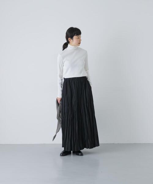 かぐれ（カグレ）の「コットンウールテレコタートルカットソー（Tシャツ/カットソー・レディース・ブラック/オフホワイト・FREE）」の6枚目の写真