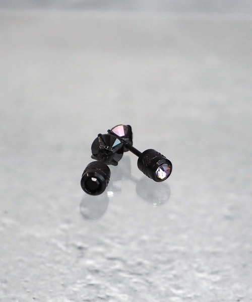 SBG（エスビー）の「SBG ジルコニア ブラックスタッドピアス 片耳（ピアス（片耳用）・メンズ・レインボー/ブラック・#3/#5）」の9枚目の写真