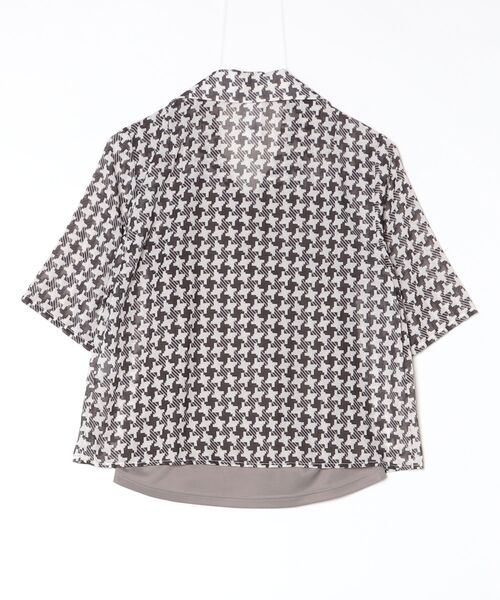 DOUBLE STANDARD CLOTHING（ダブルスタンダードクロージング）の「幾何学柄 シフォンオープンカラーシャツ（シャツ/ブラウス・レディース・ホワイト×ブラック・38/36）」の2枚目の写真