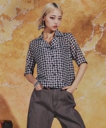 DOUBLE STANDARD CLOTHING | 幾何学柄 シフォンオープンカラーシャツ(シャツ/ブラウス)