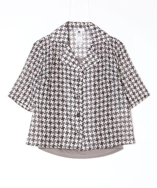 DOUBLE STANDARD CLOTHING（ダブルスタンダードクロージング）の「幾何学柄 シフォンオープンカラーシャツ（シャツ/ブラウス・レディース・ホワイト×ブラック・38/36）」の14枚目の写真