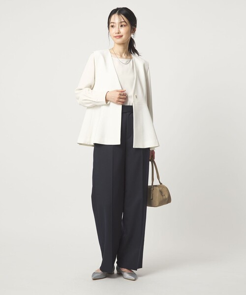 green label relaxing（グリーンレーベルリラクシング）の「クルーネック ブラウス 2 マシンウォッシャブル UVカット（シャツ/ブラウス・レディース・ネイビー/ホワイト・FREE）」の8枚目の写真