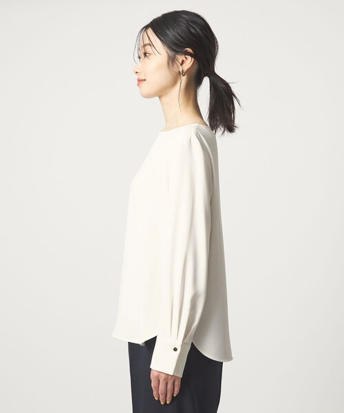 green label relaxing（グリーンレーベルリラクシング）の「クルーネック ブラウス 2 マシンウォッシャブル UVカット（シャツ/ブラウス・レディース・ネイビー/ホワイト・FREE）」の15枚目の写真