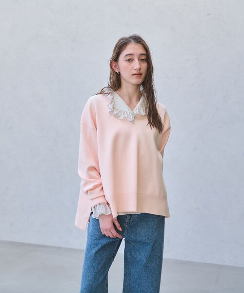 スウェットライク スキッパーニット ‐ウォッシャブル‐（ニット