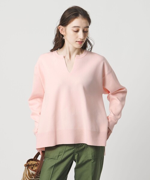 UNITED ARROWS（ユナイテッドアローズ）の「スウェットライク スキッパーニット ‐ウォッシャブル‐（ニット/セーター・レディース・ネイビー/ホワイト/ライトピンク・FREE）」の7枚目の写真
