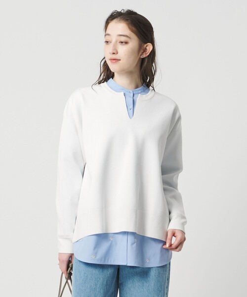 UNITED ARROWS（ユナイテッドアローズ）の「スウェットライク スキッパーニット ‐ウォッシャブル‐（ニット/セーター・レディース・ネイビー/ホワイト/ライトピンク・FREE）」の11枚目の写真