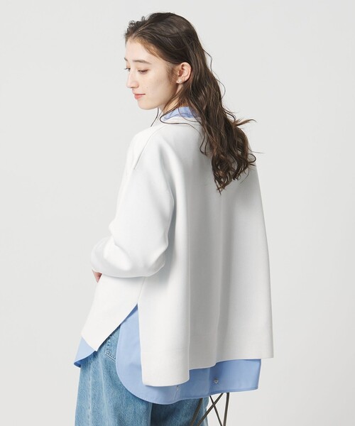 UNITED ARROWS（ユナイテッドアローズ）の「スウェットライク スキッパーニット ‐ウォッシャブル‐（ニット/セーター・レディース・ネイビー/ホワイト/ライトピンク・FREE）」の12枚目の写真