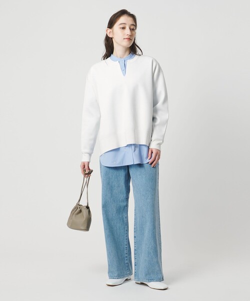 UNITED ARROWS（ユナイテッドアローズ）の「スウェットライク スキッパーニット ‐ウォッシャブル‐（ニット/セーター・レディース・ネイビー/ホワイト/ライトピンク・FREE）」の13枚目の写真