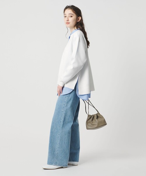 UNITED ARROWS（ユナイテッドアローズ）の「スウェットライク スキッパーニット ‐ウォッシャブル‐（ニット/セーター・レディース・ネイビー/ホワイト/ライトピンク・FREE）」の14枚目の写真