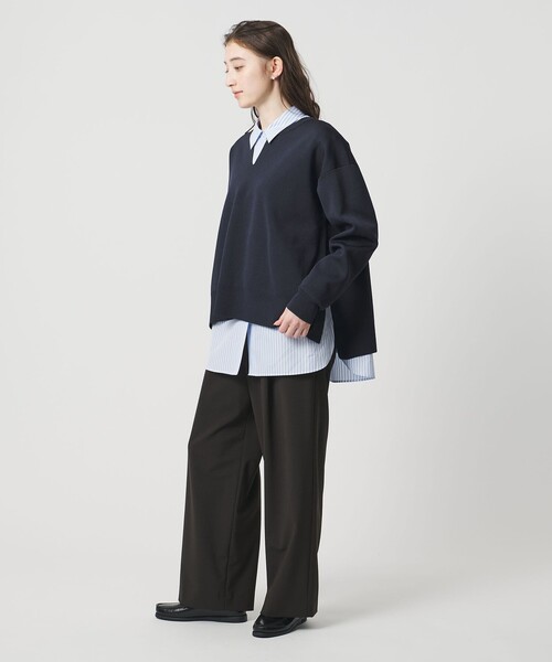 UNITED ARROWS（ユナイテッドアローズ）の「スウェットライク スキッパーニット ‐ウォッシャブル‐（ニット/セーター・レディース・ネイビー/ホワイト/ライトピンク・FREE）」の17枚目の写真