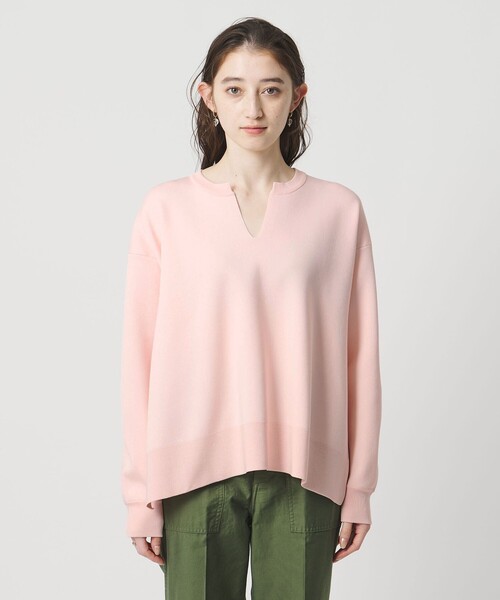 UNITED ARROWS（ユナイテッドアローズ）の「スウェットライク スキッパーニット ‐ウォッシャブル‐（ニット/セーター・レディース・ネイビー/ホワイト/ライトピンク・FREE）」の18枚目の写真