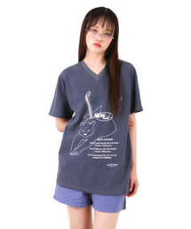 キャットラバーVネックTシャツダークブルーONE SIZE