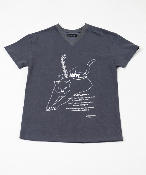KATHARSIS（カタルシス）の「キャットラバーVネックTシャツダークブルーONE SIZE（Tシャツ/カットソー・レディース・その他・ONE SIZE）」の2枚目の写真