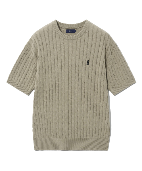 YALE(イェール)の「ヘリテージ ダン ケーブル 半袖 ラウンド ニット ウォームグレー(Tシャツ/カットソー・レディース・その他・S/M/L/XL)」の3枚目の写真